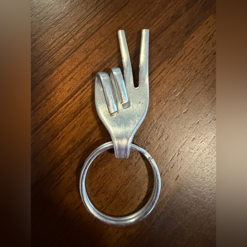 Fork Peace Sign Keychain